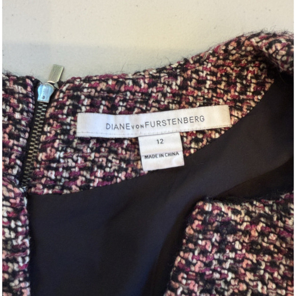 Diane Von Furstenberg Yvette Dress Womens Size 12 Boucle Tweed Preppy Academia - Picture 4 of 9
